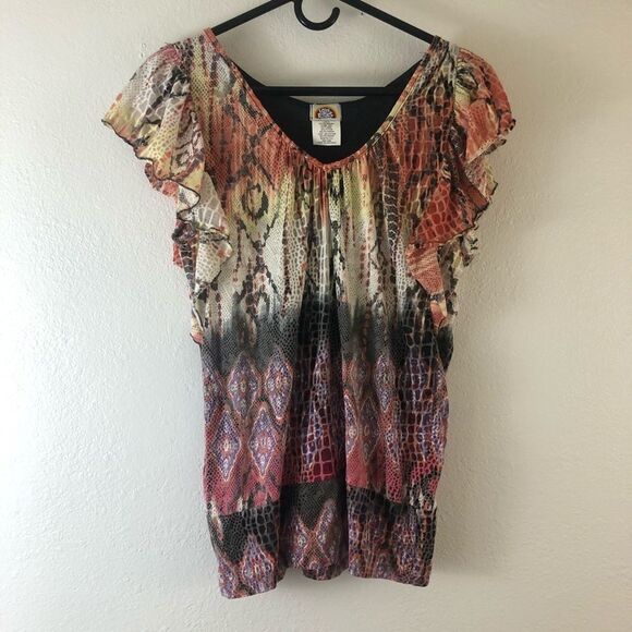 Love Rocks Ruffle Sleeves open back size L - Picture 1 of 6